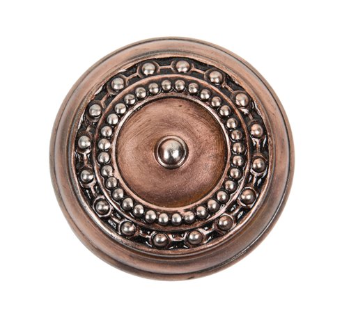 early 20th century antique american ornamental copper-plated wrought steel "como" pattern interior residential passage size banded rim doorknob
