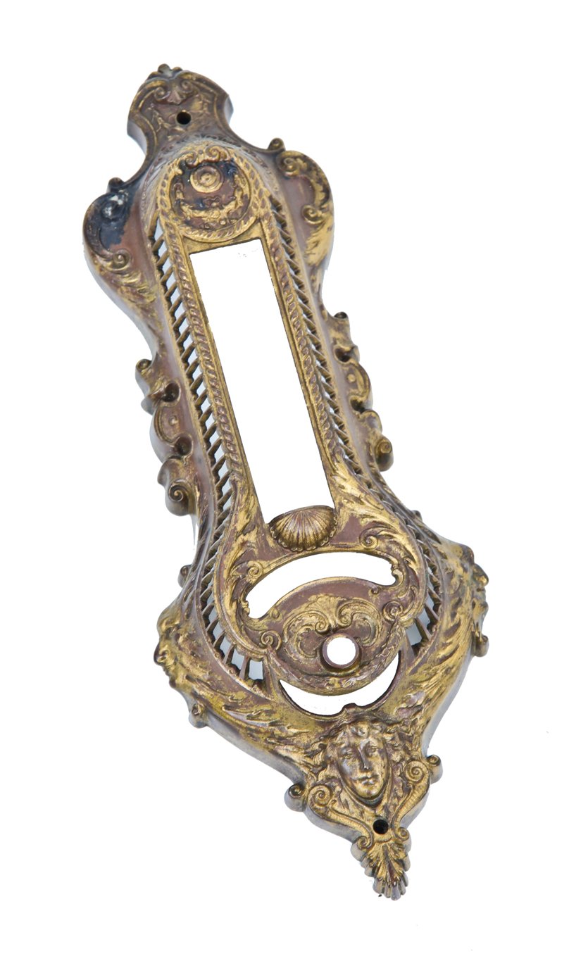 exceptional largely intact 19th century antique american victorian era ornamental cast bronze interior residential wal-mount thermostat cover