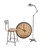 late 1940's vintage american industrial freestanding fully adjustable brushed steel articulating arm floor lamp with intact on/off toggle switch