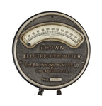 early 20th century vintage american industrial wall-mount nickel-plated cast iron "brown" electric pyrometer or gauge