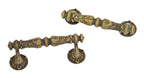 matching set of original early 20th century ornamental cast brass neoclassical style chicago city hall building interior window sash pulls or lifts