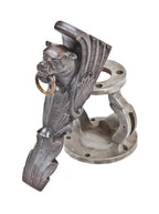 rare late 1880's antique american victorian era ornamental cast iron dawson brothers fireplace figural corbel or bracket with brass ring