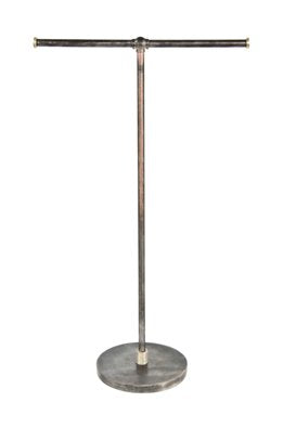 all original c. 1940's american vintage industrial interior department store garment or clothing rack with weighted cast iron base