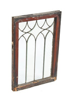 original and intact late 19th century interior residential beveled edge leaded glass upper-sash window with strongly geometric design