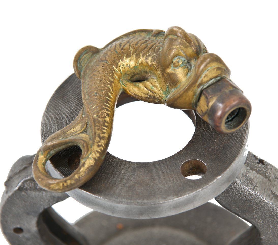 very unique and highly unusual early 20th century ornamental cast bronze figural aquatic sea creature french door lever handle
