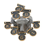 group of eight c. 1920 original ornamental cast bronze chicago bank building interior vault room letter plaques with black enameled inlay
