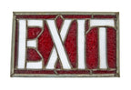 original c. 1926 american antique interior chicago granada theater auditorium leaded stained glass ruby red "exit" illuminated can inset or panel