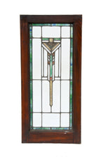 impressive early 20th century american prairie style "wrightesque" designed leaded art glass interior residential window with chevron motif