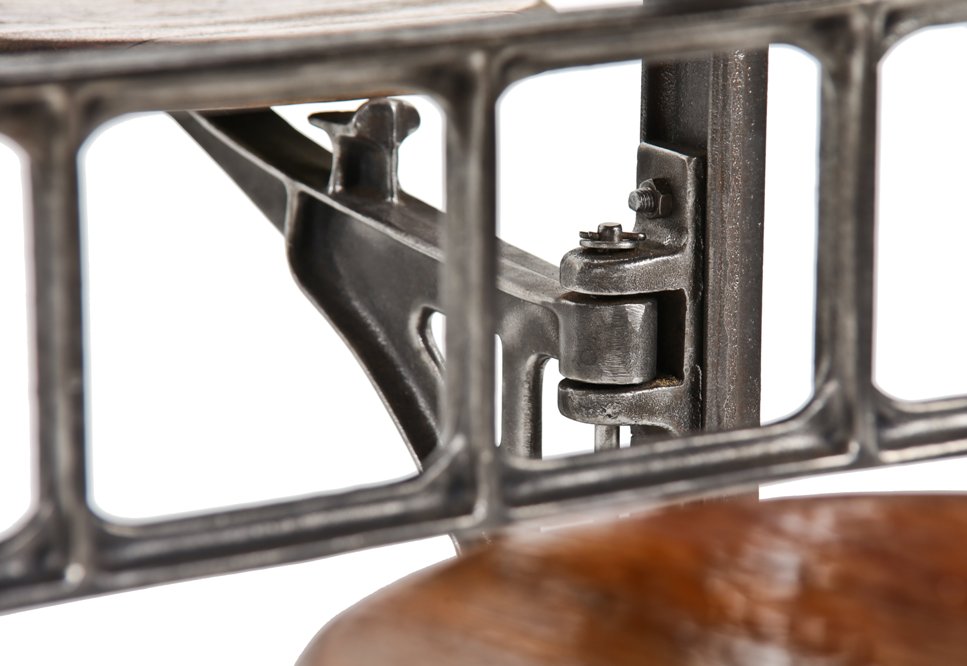 hard to find and highly desirable early 20th century american vintage industrial refinished four swing-out seat "sani" factory lunch hall table