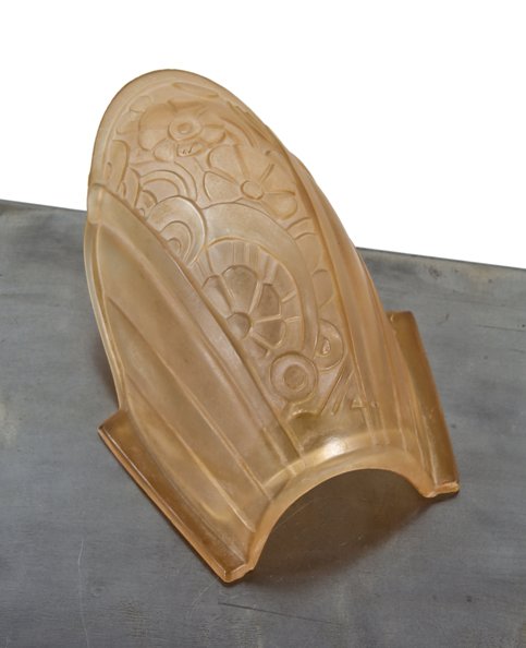 single c. 1930's american depression era art deco style nauticalesque pressed ornamental glass ceiling fixture replacement slip shade