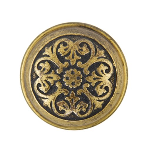 fanciful early 20th century interior residential american antique gold and black enameled ornamental wrought steel passage size doorknob