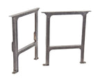 two matching c. 1900's structurally sound and robust refinished cast iron factory workbench bases or legs salvaged from a chicago paint factory