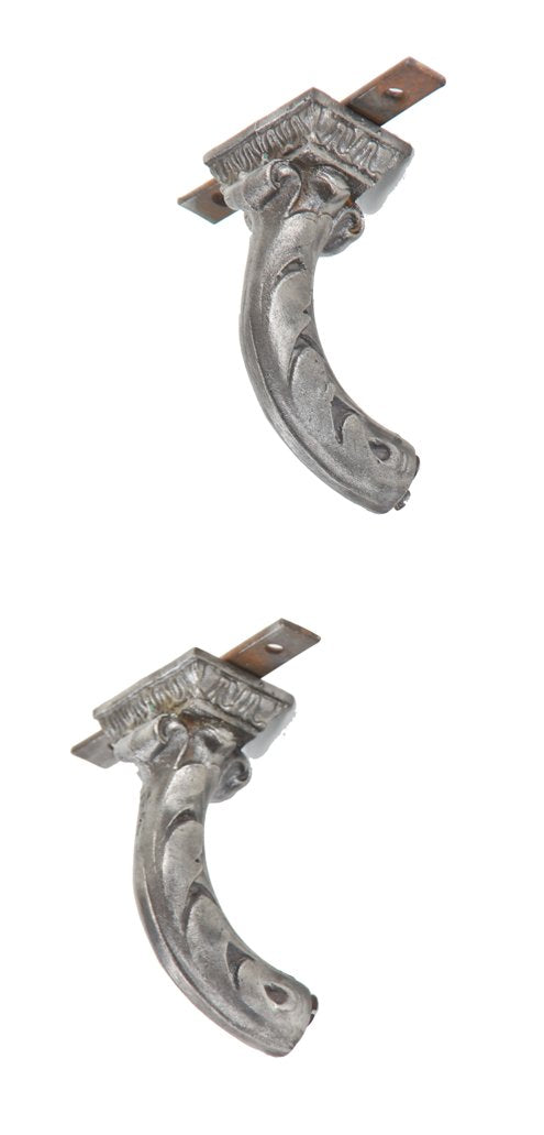 refinished late 19th century antique american ornamental cast iron interior chicago commercial building staircase hand rail brackets with detailed leafage