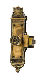 refinished early 20th century antique american ornamental cast brass interior praetorian building office door emblematic unit lock