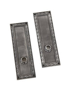set of matching american antique early 20th century interior office door cast iron doorknob backplates salvaged from the continental & commercial national bank building