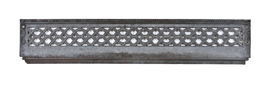 late 19th century perforated cast iron interior rookery building staircase riser panel featuring moorish-inspired intertwined geometric shapes