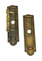highly sought after early 20th century ornamental cast brass chicago city hall emblematic door handle and push plate set featuring detailed chicago city seals