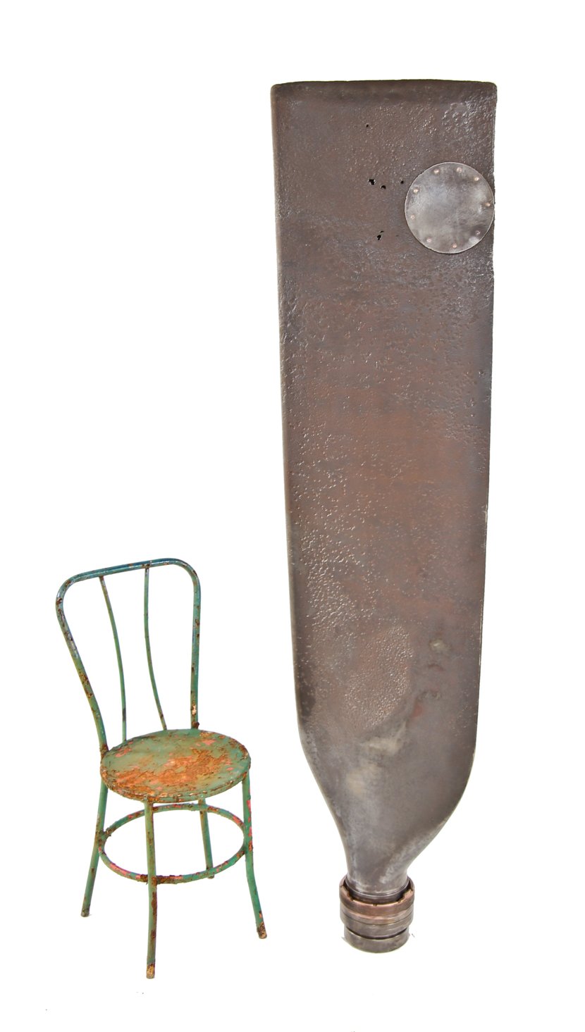 very unusual and incredibly large revolving type early 20th century american industrial wrought iron fan blade with finely turned cast bronze hub