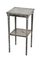 diminutive c. 1930's american made cold-rolled pressed and folded steel "simmons" nightstand or side table with undershelf and turned legs