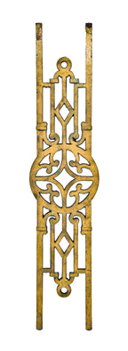 original c. 1930's american ornamental cast iron interior second floor lobby nortown theater staircase baluster with intact gold enameled finish