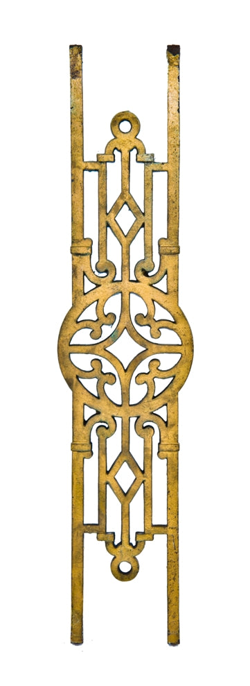 original c. 1930's american ornamental cast iron interior second floor lobby nortown theater staircase baluster with intact gold enameled finish