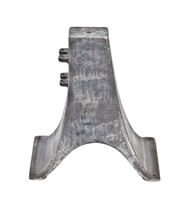 heavy duty early 20th century american vintage industrial flared cast iron factory machine lathe base with a brushed metal finish