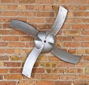 c. 1930's american vintage industrial reinforced cast aluminum mechanical fan foundry pattern with uniquely arranged vanes or blades