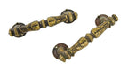 set of original highly ornate early 20th century patinated cast brass metal interior chicago city hall window sash pulls with abundant leafage