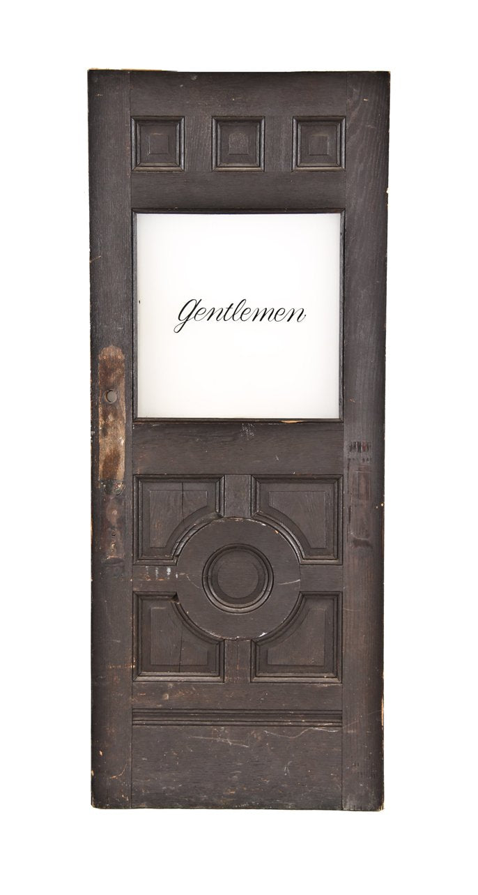 19th century american victorian era painted heavy white oak wood raised panel door repurposed long ago for a recently shuttered restaurant
