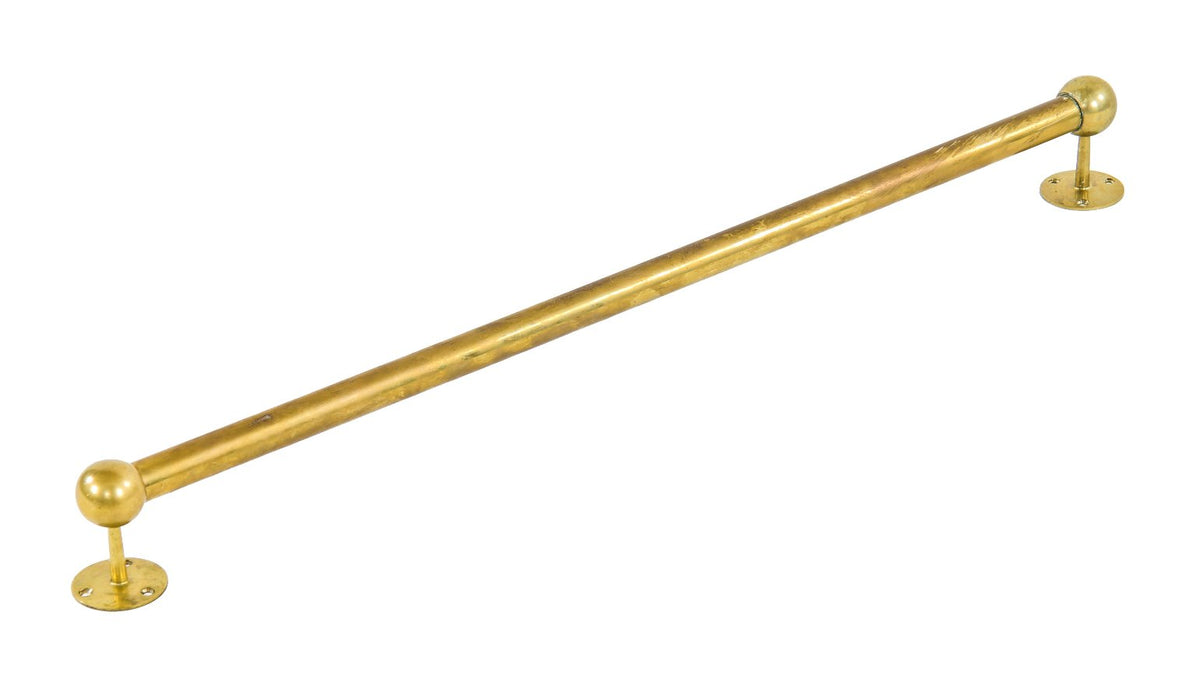 completely refinished interior commercial building vestibule door tubular yellow brass guard or handrail with opposed support brackets