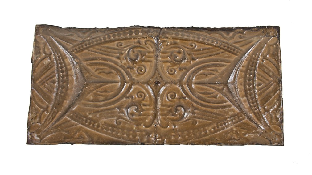very unusual c. 1900-20 american antique interior commercial building ceiling-mount "sullivanesuqe" style embossed painted tin panel