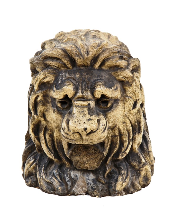 very rare and unusual early 20th century american exterior chicago bank building glazed terra cotta figural lion head with weathered patina