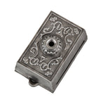 partially intact c. 1900's american antique ornamental cast iron flush mount exterior residential electric doorbell with foliated scrollwork