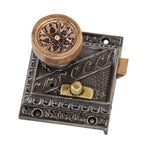 unusual 19th century american victorian era ornamental cast iron and bronze surface mount railroad passenger car door hardware