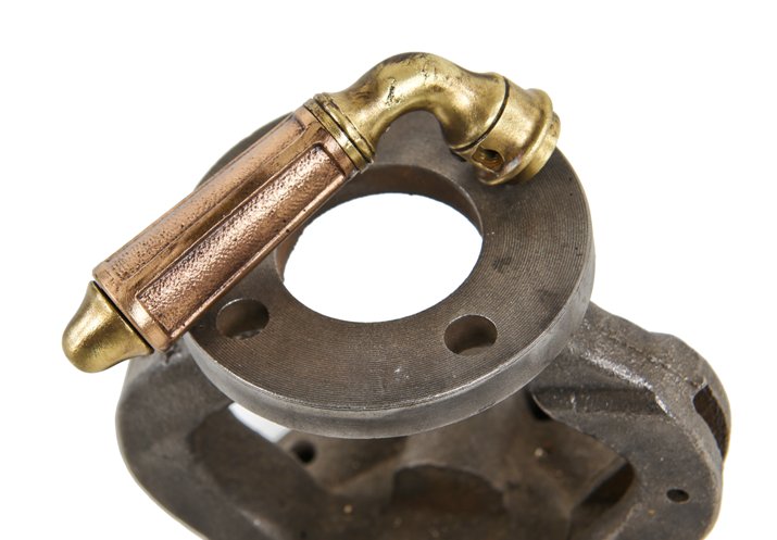 c. 1920's original american antique interior residential combination brass and bronze french door lever handle with oil-rubbed bronze finish