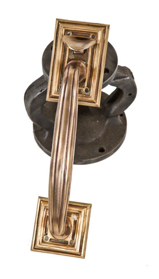 early 20th century antique american salvaged chicago bank building ornamental cast bronze entrance door thumblatch handle