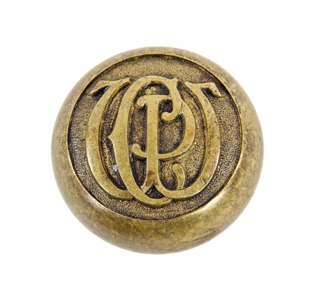 rare c. 1900's antique american ornamental cast brass monogrammed city of chicago "public works" administrative office building doorknob