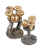 group of eight matching diminutive interior lakeshore drive athletic club cast brass doorknobs with incised rings and finely turned shanks