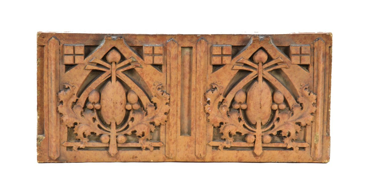 american c. 1930's depression era ornamental exterior thomas a. edison school slip glaze terra cotta panel with foliated design motifs