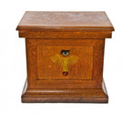 early 20th century antique american chicago area fraternal lodge solid golden oak wood oddfellow hall podium with intact hand-painted polychromatic symbols
