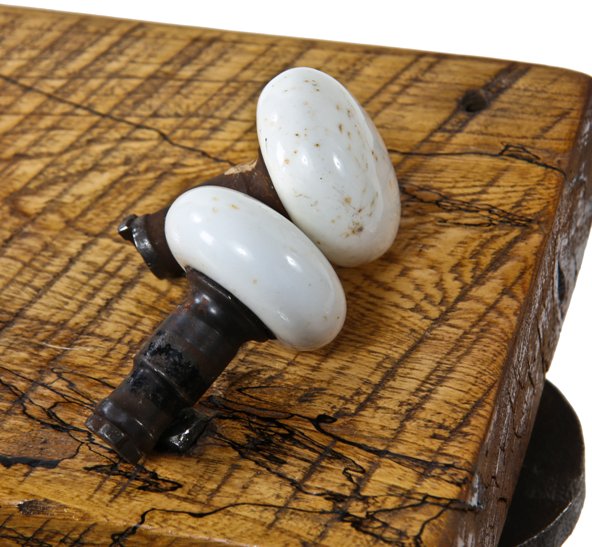 late 1880's original and intact american antique interior residential passage door white porcelain "screwless spindle" doorknobs
