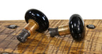 matching 19th century american antique jet black porcelain interior residential passage door "screwless spindle" doorknobs