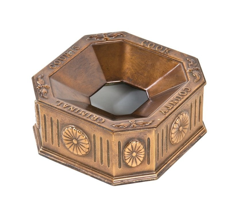 historically important late 1920's original and intact salvaged chicago cook county criminal courts building cast bronze ornamental spittoon or cuspidor