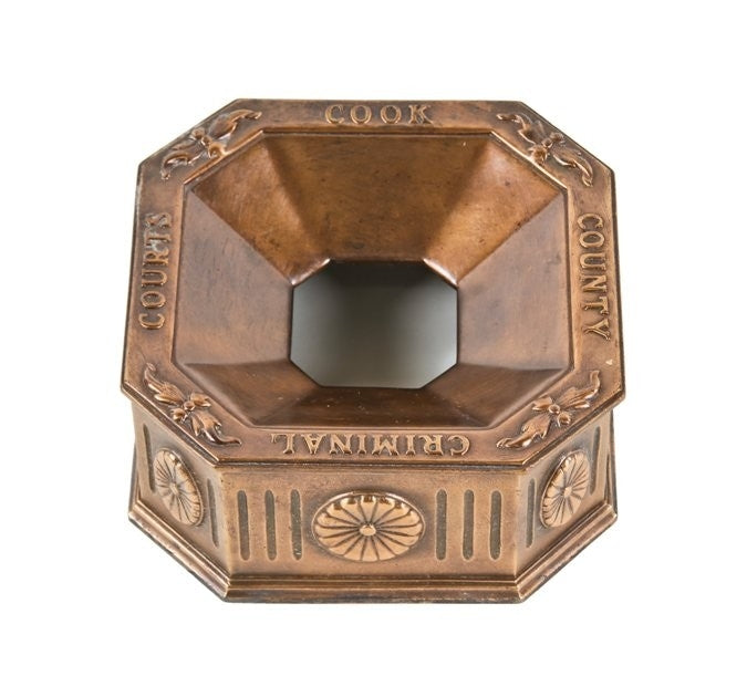 historically important late 1920's original and intact salvaged chicago cook county criminal courts building cast bronze ornamental spittoon or cuspidor
