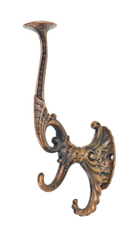 original and intact late 19th century american victorian era ornamental copper-plated cast iron oversized residential parlor hall tree hook
