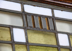 pair of matching original and intact early 20th century interior residential art glass and oak wood swinging doors attributed to william drummond