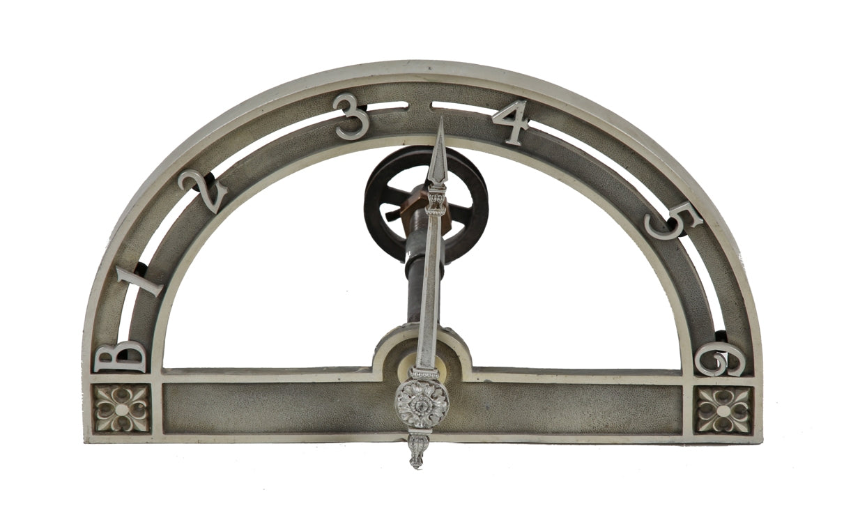 original early 20th century michael reese hospital "old main" building interior lobby nickel-plated bronze elevator floor indicator with intact pointer