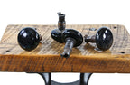 lot of four original 19th century american antique residential passage door jet black porcelain doorknobs with patented cast iron shanks