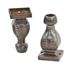 matching set of original early 20th century antique american ornamental cast iron store showcase or display cabinet legs with embossed leafage