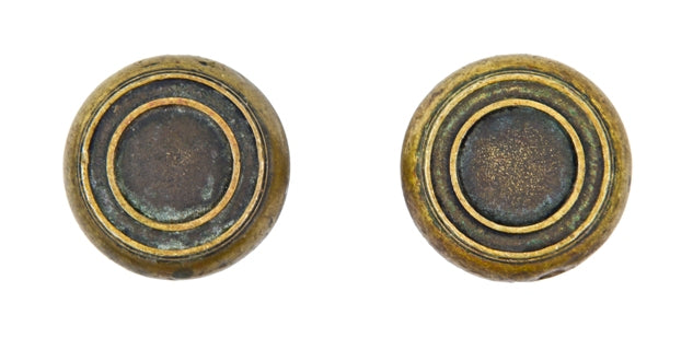 two matching original early 20th century american mission or craftsman style chicago bungalow passage door yellow brass handles